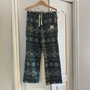 Roots Fair Isle Knit Lounge Pants - Dark Green & Cream